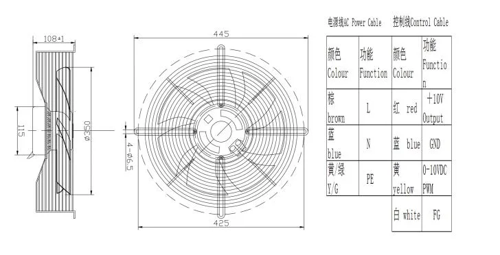 350mm 230V AC Axial Fan (ZL350E2B2)