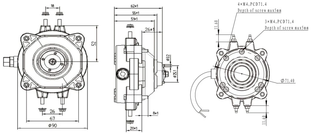 Energy Saving 2300rpm Refrigerator Ec AC Brushless Motor for HVAC